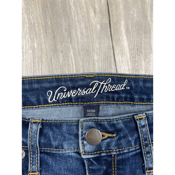 Universal Thread Mid Rise Skinny Jeans 6 28R Blue Denim 30" Inseam - Picture 3 of 8